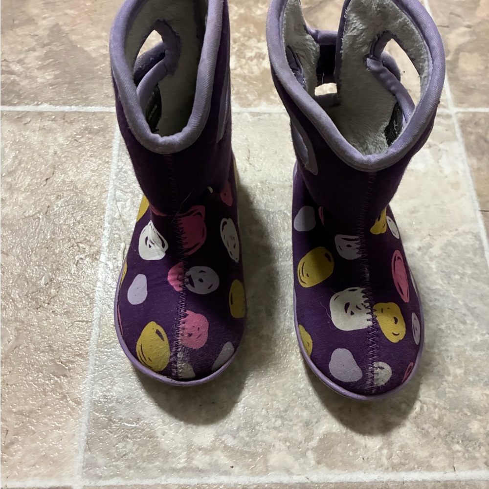Bogs Purple Kids Boots with Multicolor Dots